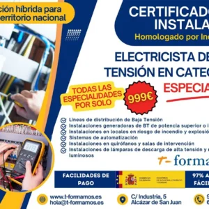 Carnet de instalador electricista de baja tensión - Categoría Especialista